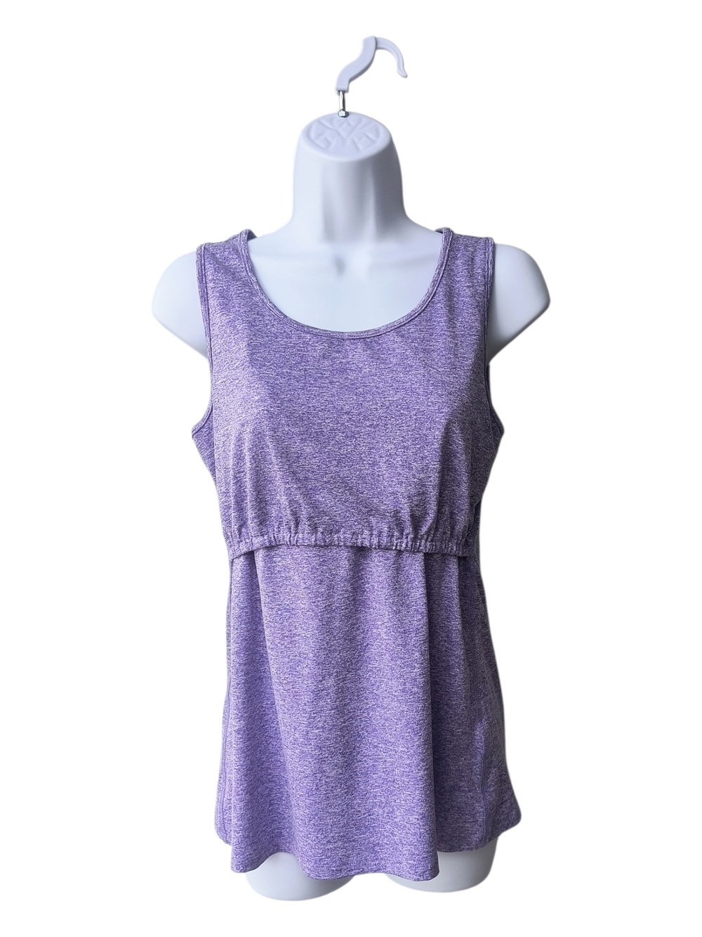 Nursing Queen Purple Heather Layered Moisture Wicking Nursing Tank Top XS
